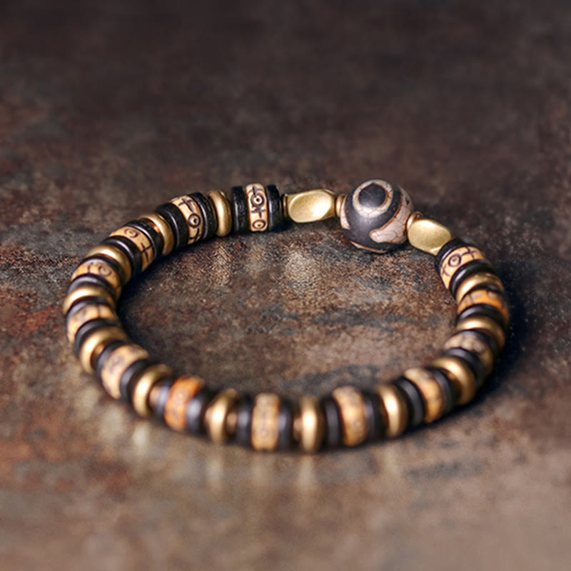 Buddha Stones Tibetan Bone Beads Ebony Wood Strength Bracelet
