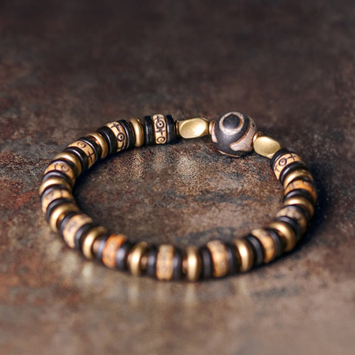 Buddha Stones Tibetan Bone Beads Ebony Wood Strength Bracelet