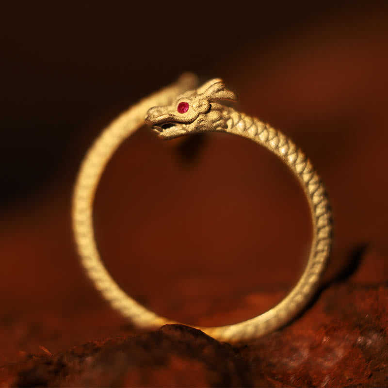 Buddha Stones 925 Sterling Silver Vintage Dragon Luck Protection Strength Adjustable Ring - image 2