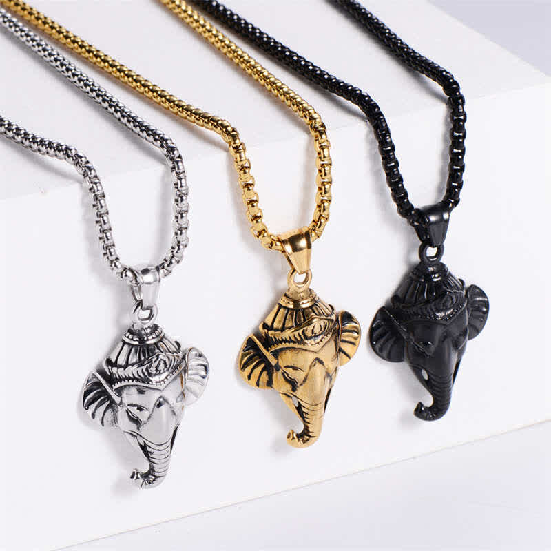 Ganesh Ganpati Elephant Titanium Steel Protection Pendant Necklace - image 4