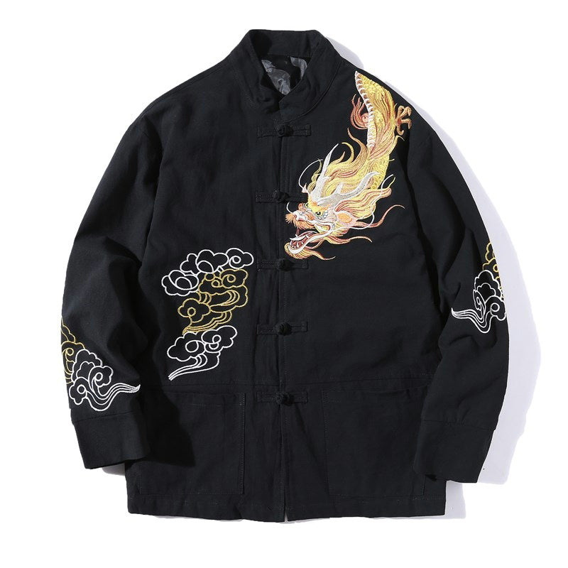 Buddha Stones Dragon Auspicious Cloud Embroidery Clothing Chinese Tang Suit Jacket Men Clothing - image 1