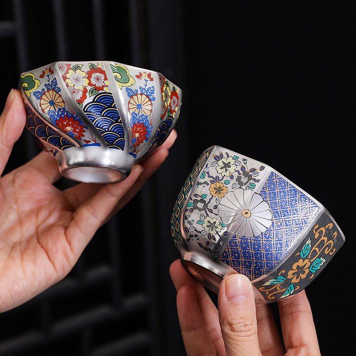 Buddha Stones Chrysanthemum Flowers Ceramic Teacup Kung Fu Tea Cup