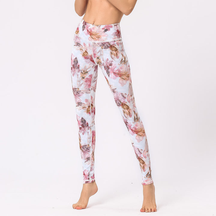 Buddha Stones Multicolored Print Flowers Pants Sports Exercise Fitness High Waist Leggings Women's Yoga Pants - White Pink Flowers - US8-10,UK/AU12-14,EU40-42 (XL) - image 10