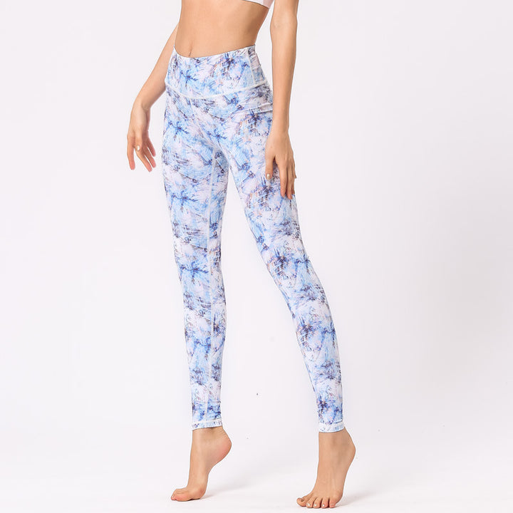 Buddha Stones Multicolored Print Flowers Pants Sports Exercise Fitness High Waist Leggings Women's Yoga Pants - Blue - US8-10,UK/AU12-14,EU40-42 (XL) - image 18