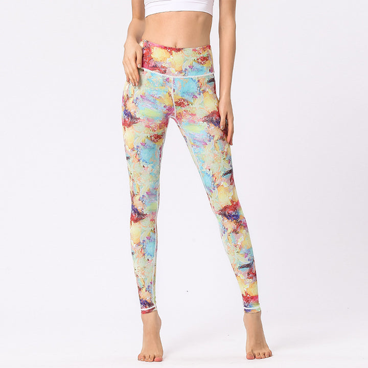 Buddha Stones Multicolored Print Flowers Pants Sports Exercise Fitness High Waist Leggings Women's Yoga Pants - image 1