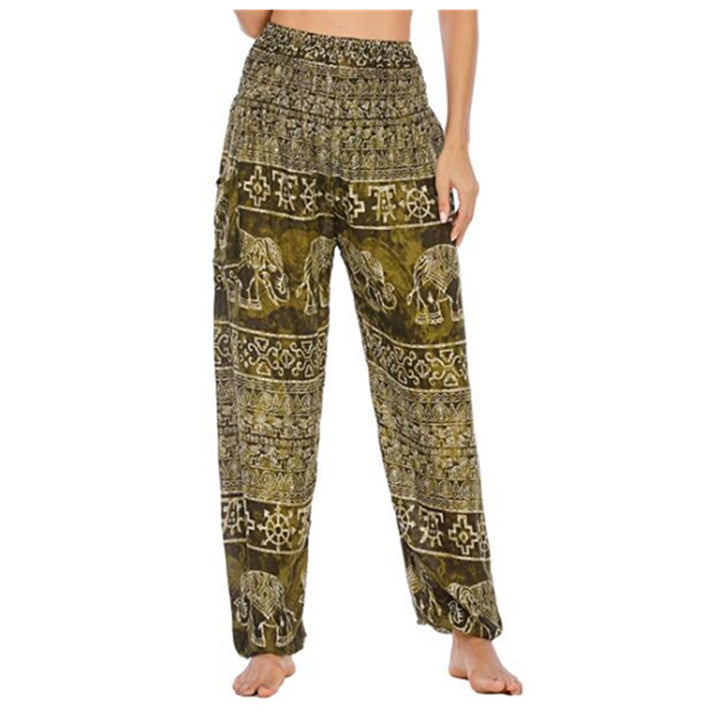 Buddha Stones Elephant Pattern Loose Casual Harem Trousers High Waist Women's Yoga Pants - Light Green Elephant-US2-8/10,UK/AU6-12/14,EU34-40/42 (F) - image 27