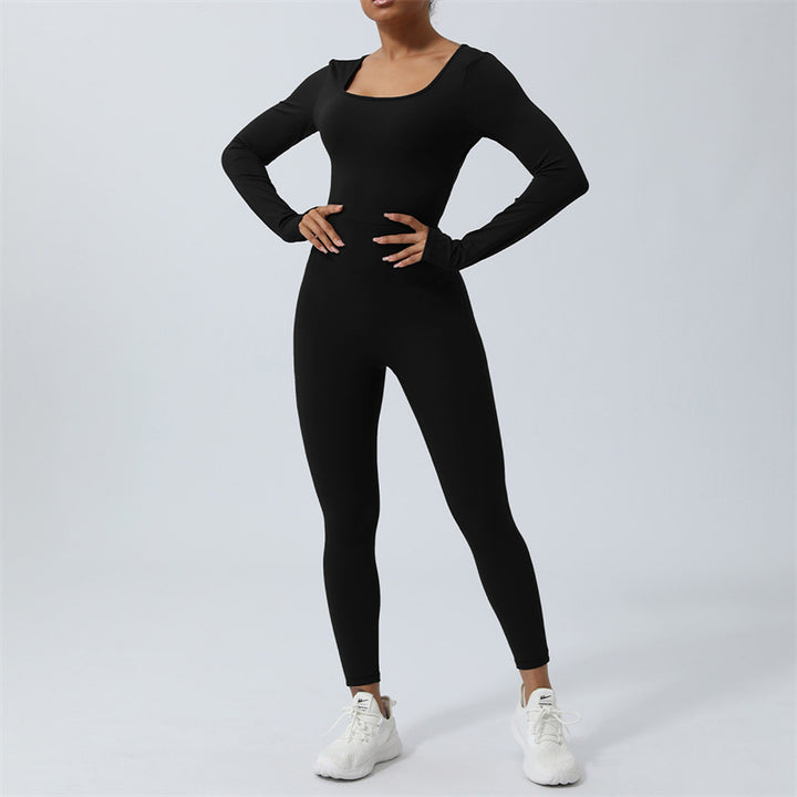 Buddha Stones Women Long Sleeve Backless Jumpsuit Sports Fitness Yoga Bodysuit - Black - US8-10,UK/AU12-14,EU40-42 (XL)  - image 21