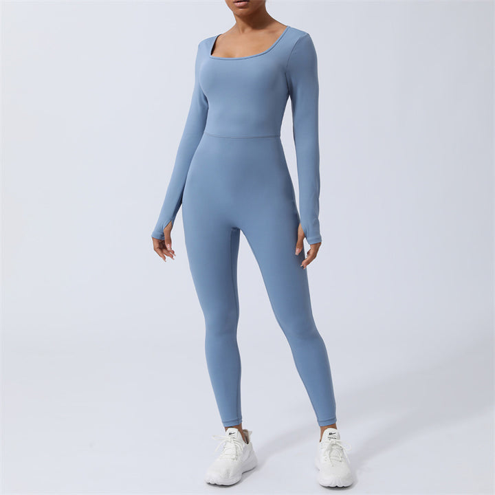 Buddha Stones Women Long Sleeve Backless Jumpsuit Sports Fitness Yoga Bodysuit - Blue - US8-10,UK/AU12-14,EU40-42 (XL)  - image 12