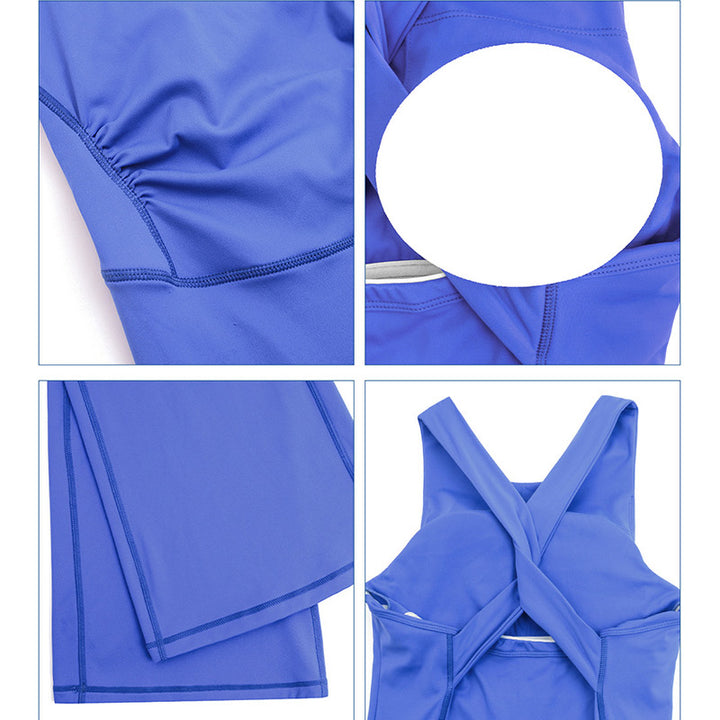 Buddha Stones Women Workout Crisscross Sleeveless Flare Jumpsuit Sports Fitness Yoga Bodysuit - image 20