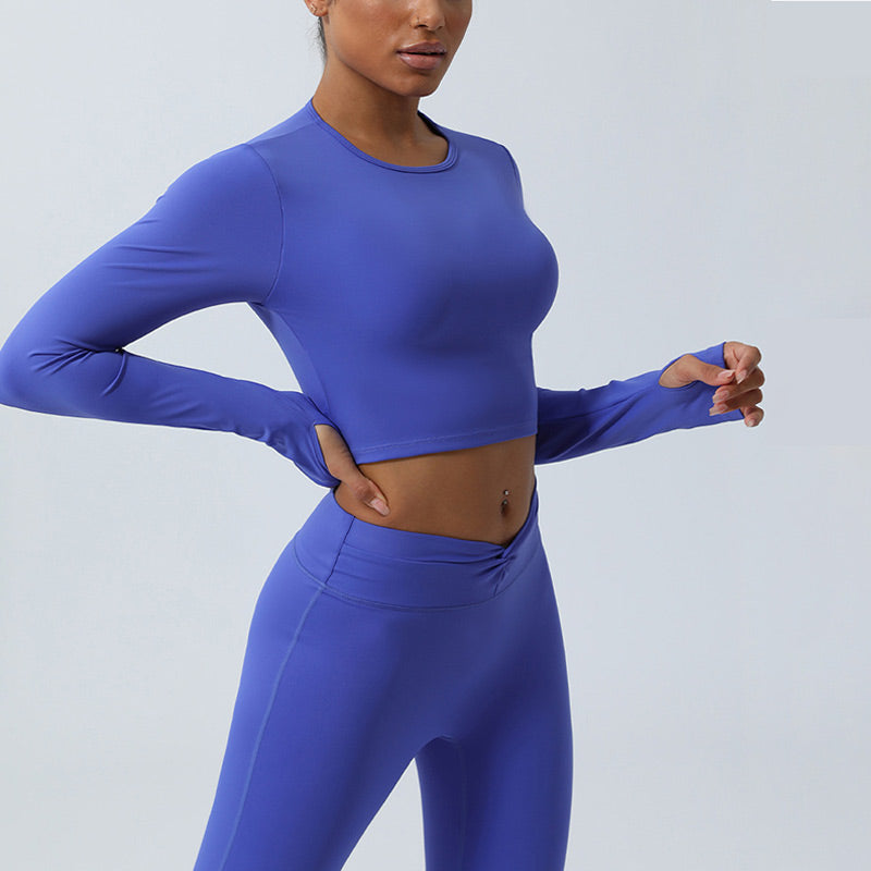 Buddha Stones Women Workout Long Sleeve Crisscross Backless Top Tee Leggings Sports Fitness Yoga Outfit - image 8