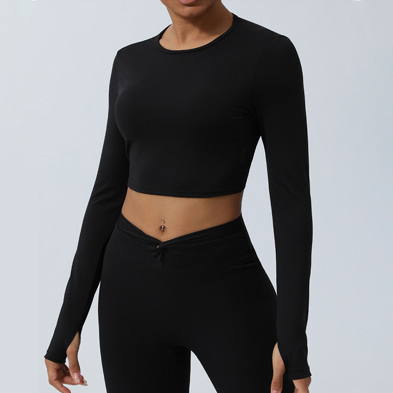 Buddha Stones Women Workout Long Sleeve Crisscross Backless Top Tee Leggings Sports Fitness Yoga Outfit - image 28