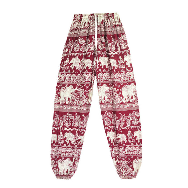 Buddha Stones Boho Loose Elephant Pattern Harem Trousers Women's Yoga Pants - image 5