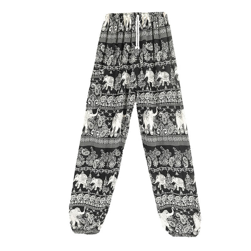 Buddha Stones Boho Loose Elephant Pattern Harem Trousers Women's Yoga Pants - Black-US2-8/10,UK/AU6-12/14,EU34-40/42 (F) - image 10
