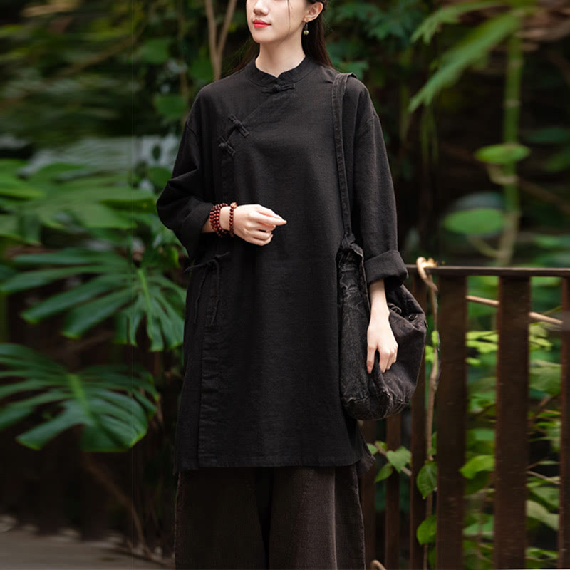 Buddha Stones Vintage Cotton Linen Blouse Women Long Sleeve Shirt Chinese Hanfu Top - image 18