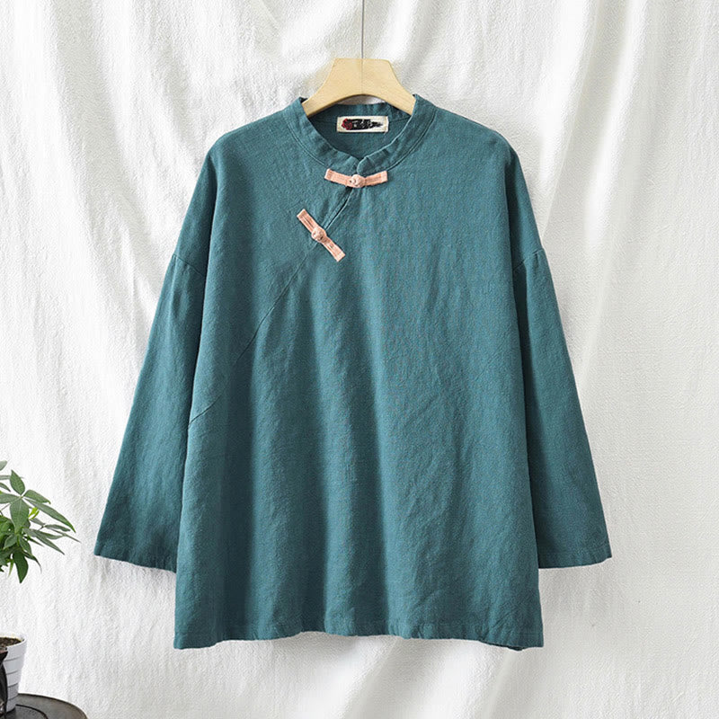 Buddha Stones Ramie Linen Loose Blouse Women Long Sleeve Shirt Chinese Hanfu Top - image 26