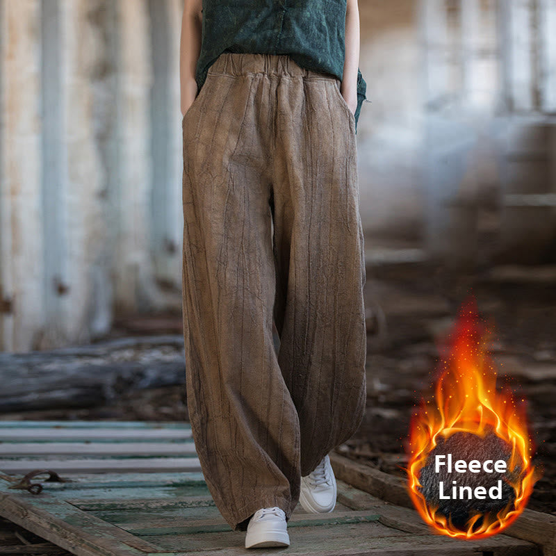 Buddha Stones Retro Tie Dye Harem Pants Casual Women's Yoga Pants With Pockets - Brown(Fleece Lined Version) - US6,UK/AU10,EU38 (L)  - image 59