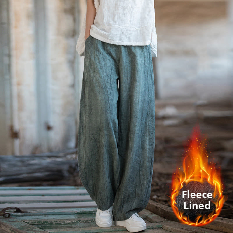 Buddha Stones Retro Tie Dye Harem Pants Casual Women's Yoga Pants With Pockets - LightSeaGreen(Fleece Lined Version) - US6,UK/AU10,EU38 (L)  - image 60