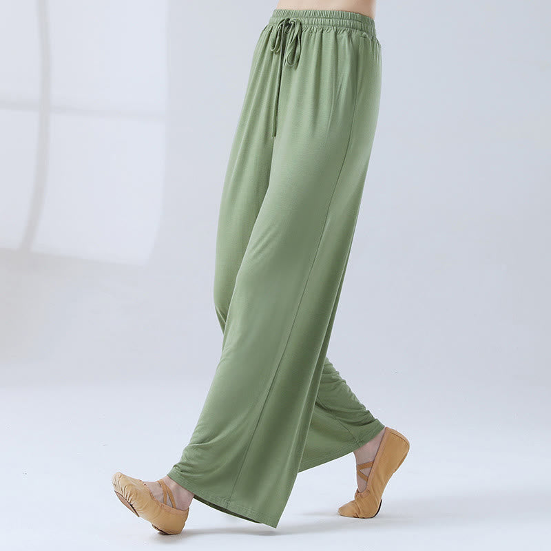 Buddha Stones Loose Modal Drawstring Wide Leg Pants For Yoga Dance - Light Green - US12,UK/AU16,EU44 (3XL) - image 0