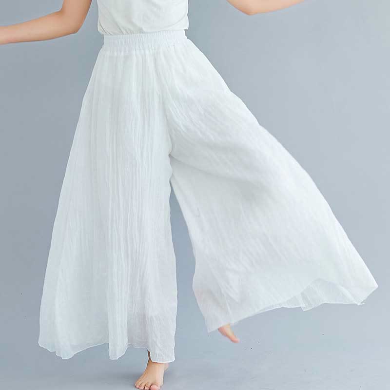 Buddha Stones Women Casual Loose Cotton Linen Wide Leg Pants For Yoga Dance - White - US2,UK/AU6,EU34 (M) - image 3