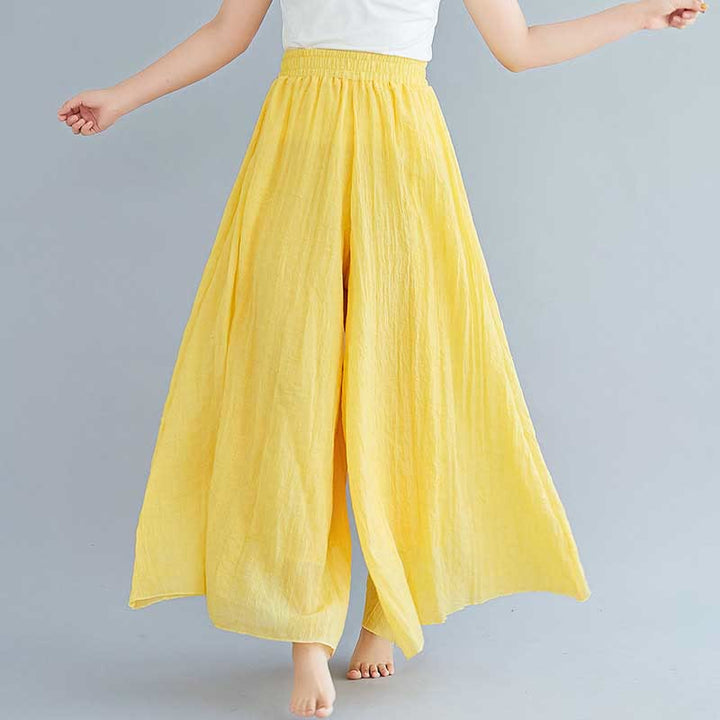 Buddha Stones Women Casual Loose Cotton Linen Wide Leg Pants For Yoga Dance - Yellow - US2,UK/AU6,EU34 (M) - image 6