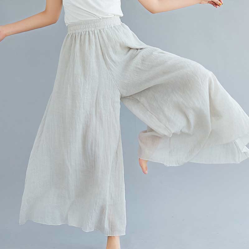 Buddha Stones Women Casual Loose Cotton Linen Wide Leg Pants For Yoga Dance - Beige - US2,UK/AU6,EU34 (M) - image 0