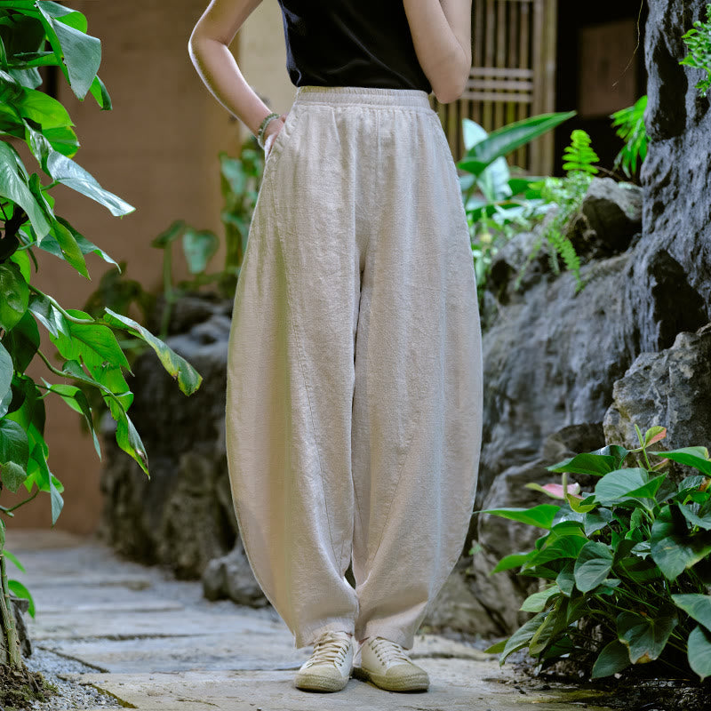Buddha Stones Solid Color Loose Yoga Harem Pants With Pockets - Beige,US2-8/10,UK/AU6-12/14,EU34-40/42 (F) - image 7