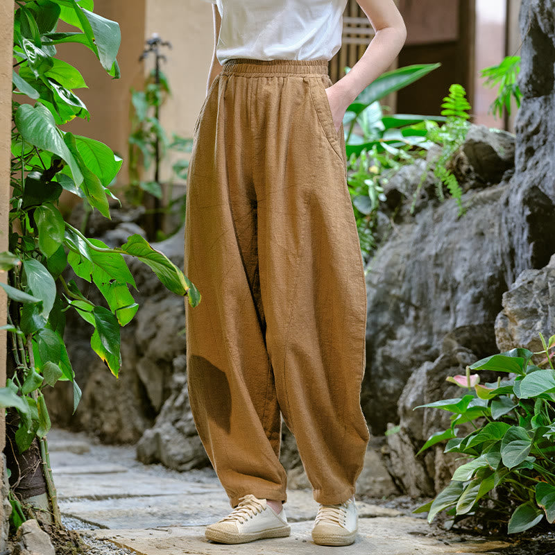 Buddha Stones Solid Color Loose Yoga Harem Pants With Pockets - Brown,US2-8/10,UK/AU6-12/14,EU34-40/42 (F) - image 41