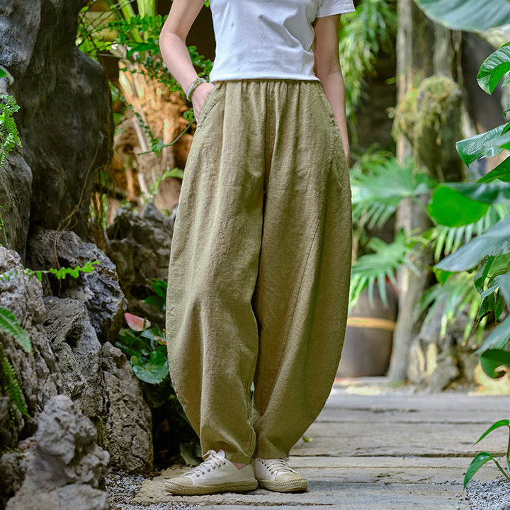 Buddha Stones Solid Color Loose Yoga Harem Pants With Pockets - Khaki,US2-8/10,UK/AU6-12/14,EU34-40/42 (F) - image 0