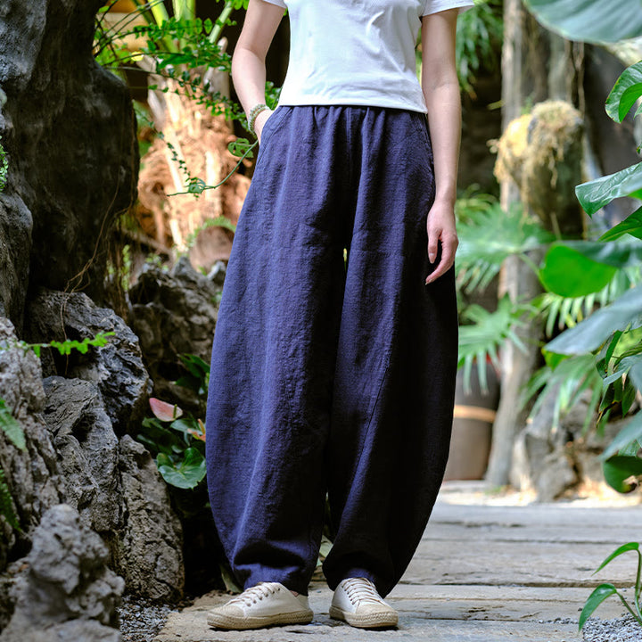 Buddha Stones Solid Color Loose Yoga Harem Pants With Pockets - Blue,US2-8/10,UK/AU6-12/14,EU34-40/42 (F) - image 18