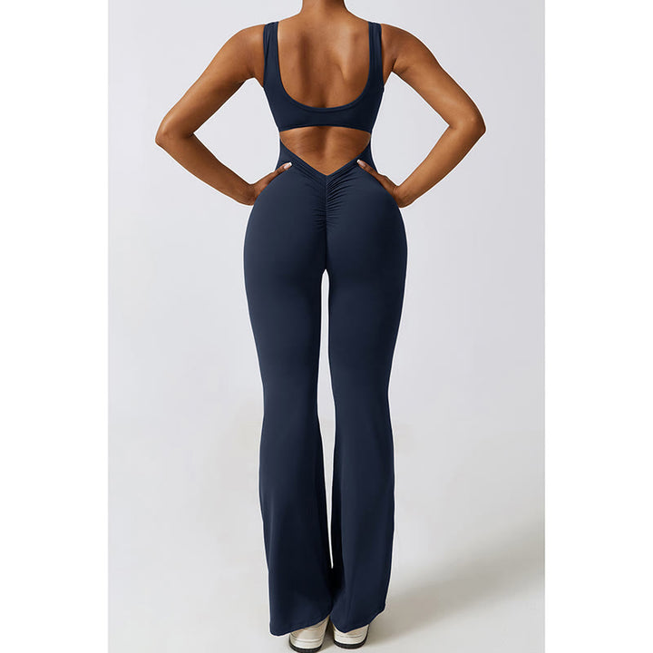 Buddha Stones Women Workout Sleeveless Jumpsuit Flare Pants Sports Fitness Yoga Bodysuit - image 25