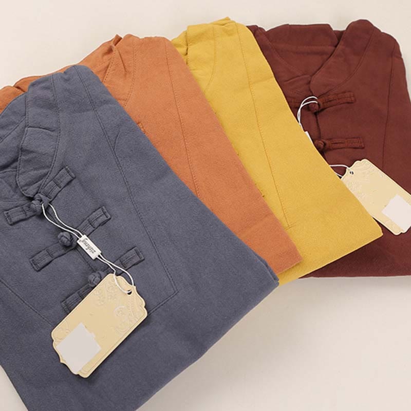 Buddha Stones 2Pcs Women's Short Sleeve Shirt Top T-Shirt Pants Meditation Zen Tai Chi Cotton Linen Clothing Set - image 16