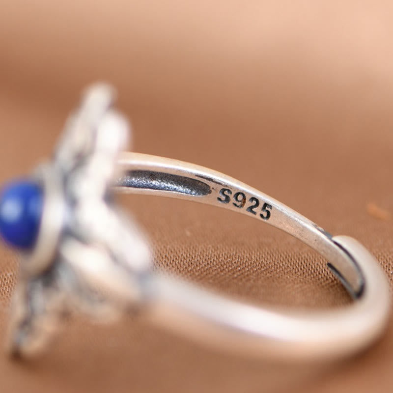 Buddha Stones Tibet 925 Sterling Silver Natural Lazurite Positive Adjustable Ring - image 9