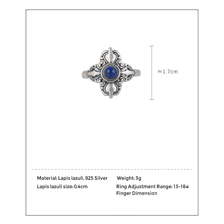 Buddha Stones Tibet 925 Sterling Silver Natural Lazurite Positive Adjustable Ring - image 11