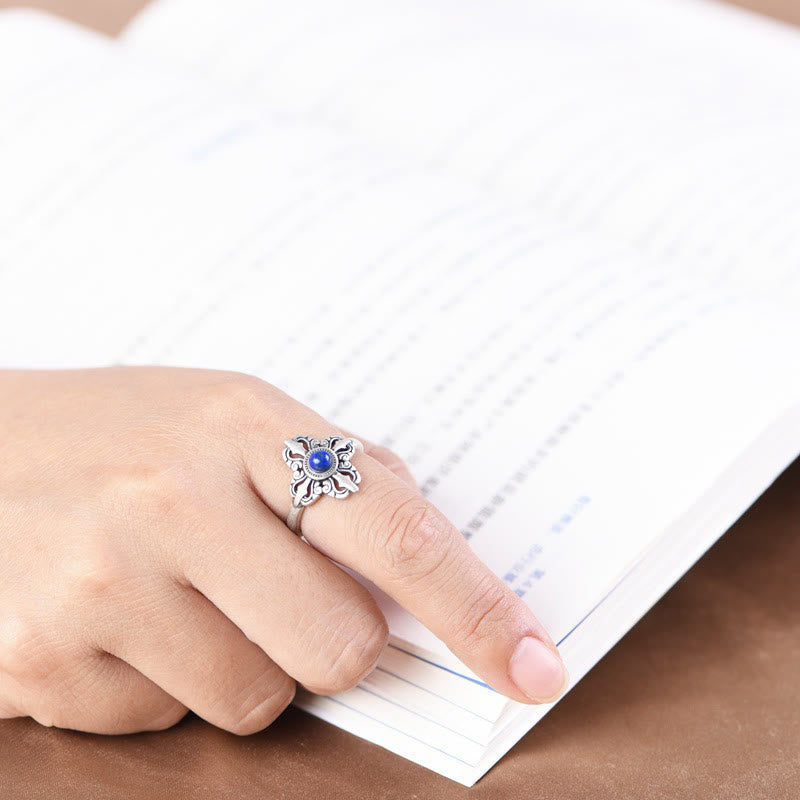 Buddha Stones Tibet 925 Sterling Silver Natural Lazurite Positive Adjustable Ring - image 8