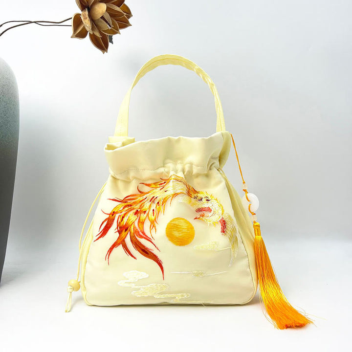 Buddha Stones Suzhou Embroidery Rabbit Lotus Epiphyllum Peony Magnolia Tote Crossbody Bag Shoulder Bag Handbag