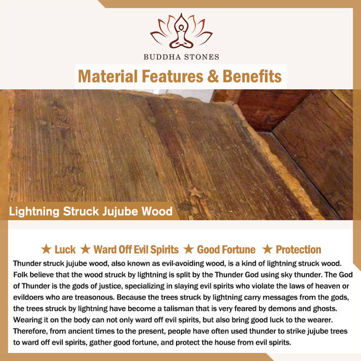 Buddha Stones Lightning Struck Wood Red Phantom Yin Yang Protection Bracelet - image 5