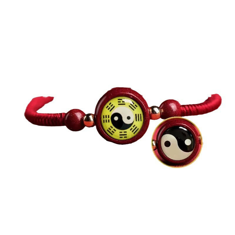 Buddha Stones Lucky Cinnabar Red String Yin Yang Symbol Bagua Blessing Bracelet - image 11