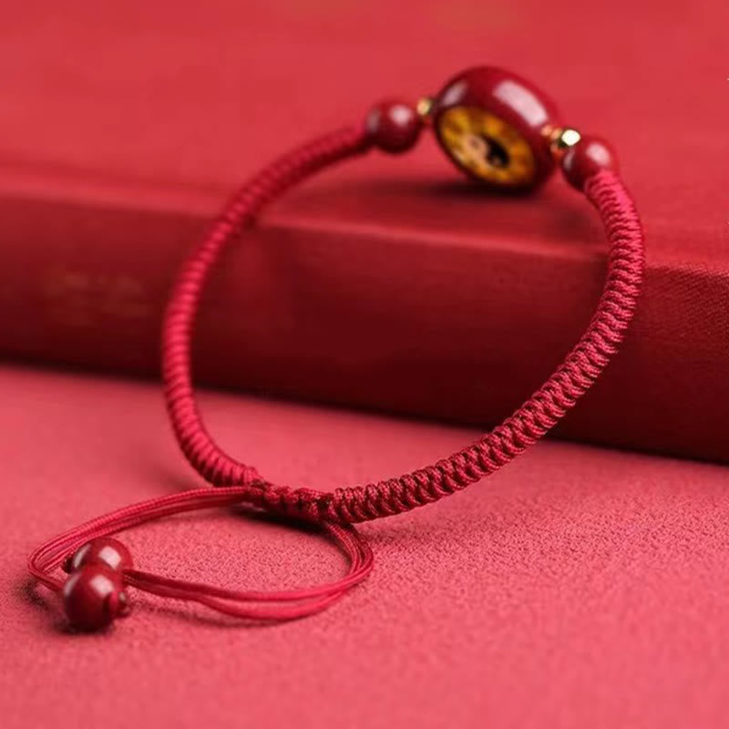 Buddha Stones Lucky Cinnabar Red String Yin Yang Symbol Bagua Blessing Bracelet - image 7