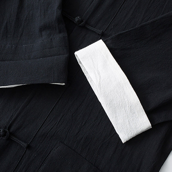 Buddha Stones Frog-Button Chinese Tang Suit Half Sleeve Shirt Cotton Men Clothing With Pockets - image 15