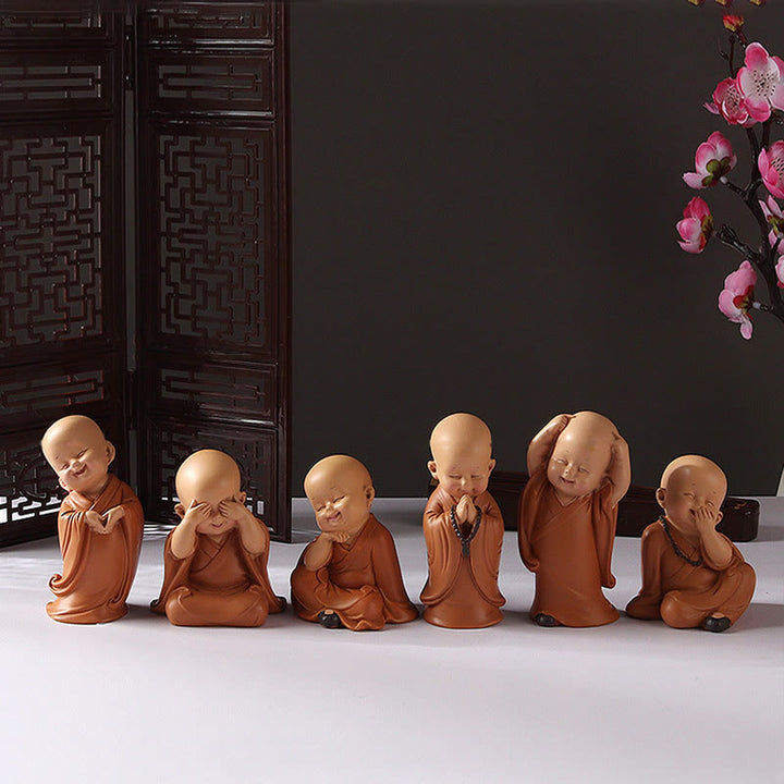 Buddha Stones Small Mini Meditation Praying Monk Serenity Resin Home Decoration
