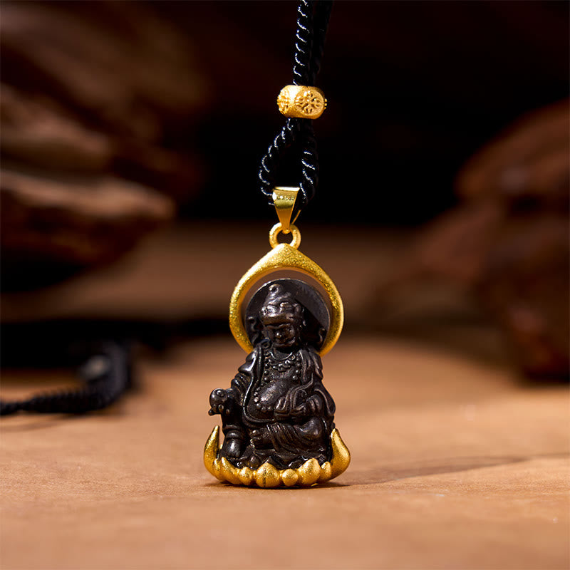 Buddha Stones Tibetan Yellow Jambhala Yellow God of Wealth Buddha Serenity Necklace Pendant - Alloy Yellow Jambhala(Yellow God of Wealth) - image 1