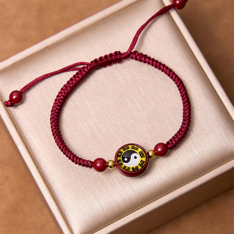 Buddha Stones Lucky Cinnabar Red String Yin Yang Symbol Bagua Blessing Bracelet - image 6
