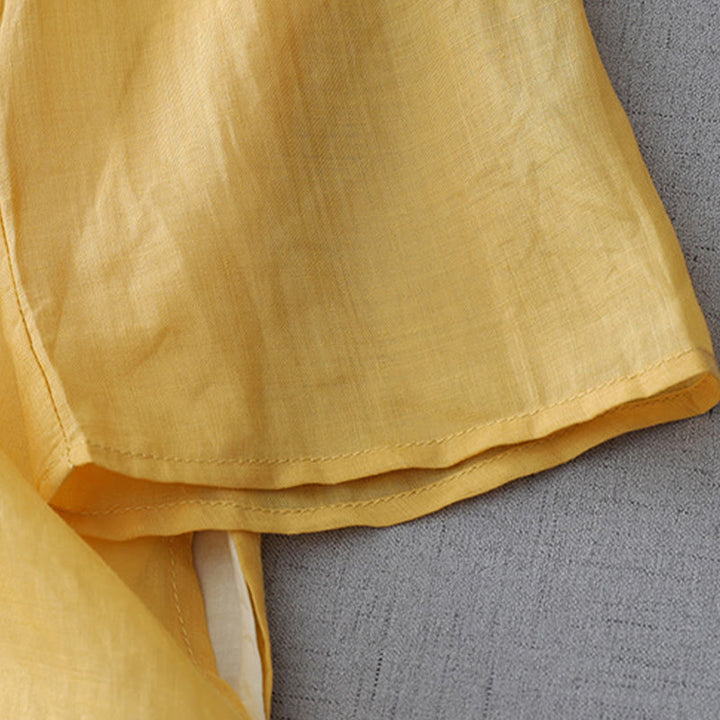 Buddha Stones Solid Color Frog-Button Three Quarter Sleeve Double Layer Cotton Linen Shirt - image 13