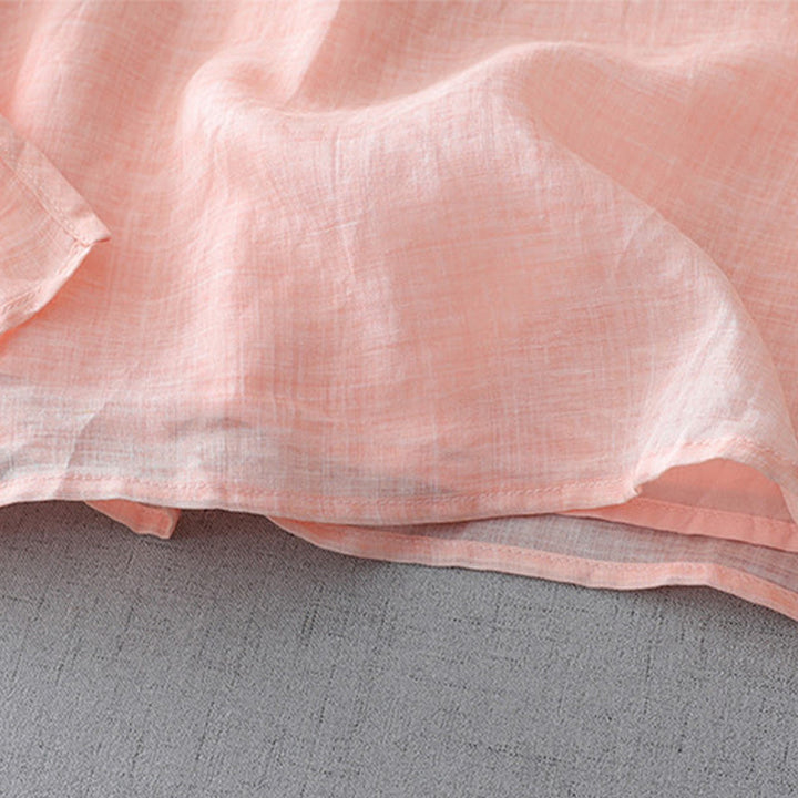 Buddha Stones Solid Color Frog-Button Three Quarter Sleeve Double Layer Cotton Linen Shirt - image 21