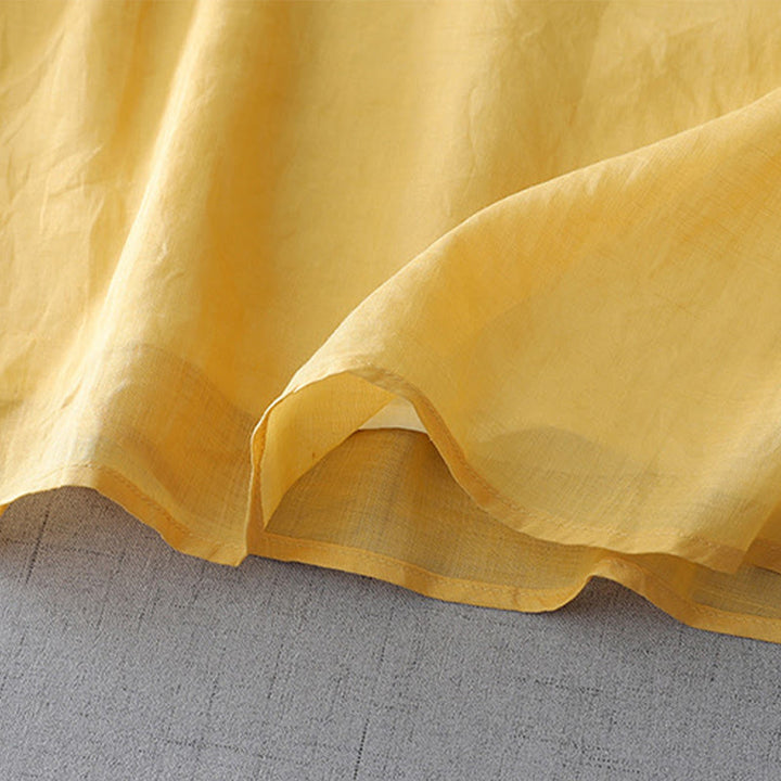 Buddha Stones Solid Color Frog-Button Three Quarter Sleeve Double Layer Cotton Linen Shirt - image 15