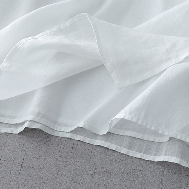 Buddha Stones Solid Color Frog-Button Three Quarter Sleeve Double Layer Cotton Linen Shirt - image 5