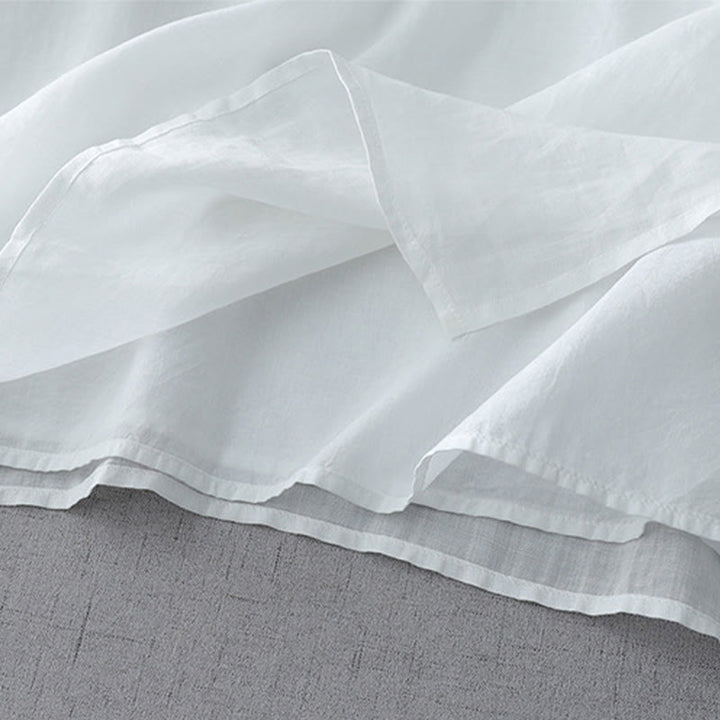 Buddha Stones Solid Color Frog-Button Three Quarter Sleeve Double Layer Cotton Linen Shirt - image 5