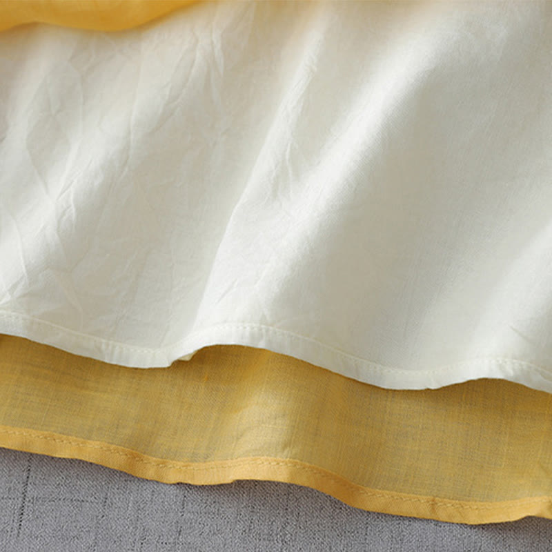 Buddha Stones Solid Color Frog-Button Three Quarter Sleeve Double Layer Cotton Linen Shirt - image 18