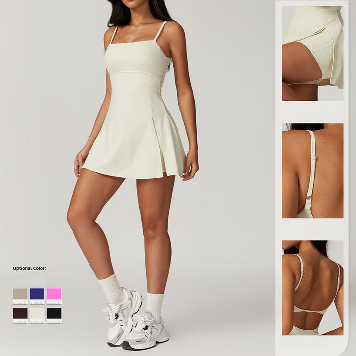 Buddha Stones Solid Backless Tennis Yoga Women Sports Dress - image 4