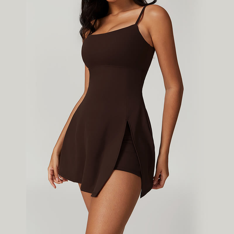 Buddha Stones Solid Backless Tennis Yoga Women Sports Dress - SaddleBrown - US8-10,UK/AU12-14,EU40-42 (XL)  - image 17